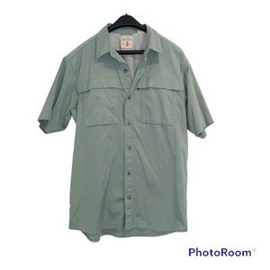 RedHead Vented Green Button-Down Short-Sleeve Shirt